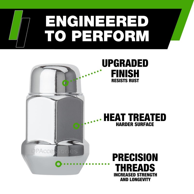 DPAccessories Chrome 7/16-20 Lug Nuts | Closed End Bulge Acorn | 36mm (1.4") Tall | 19mm (3/4") Hex | Set of 24 | D3111-HT-2305/24 - Image 4